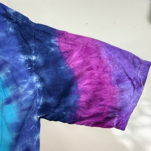 Jayli Batik Tie Dye Button Up Shirt Womens L Blue Purple Rayon Boho Hippie - Picture 3 of 7